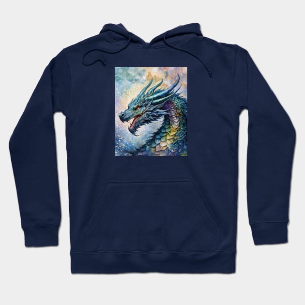 Blue dragon watercolor Hoodie by AnnArtshock